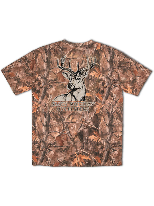 Deer on Camo Short Sleeve Tee