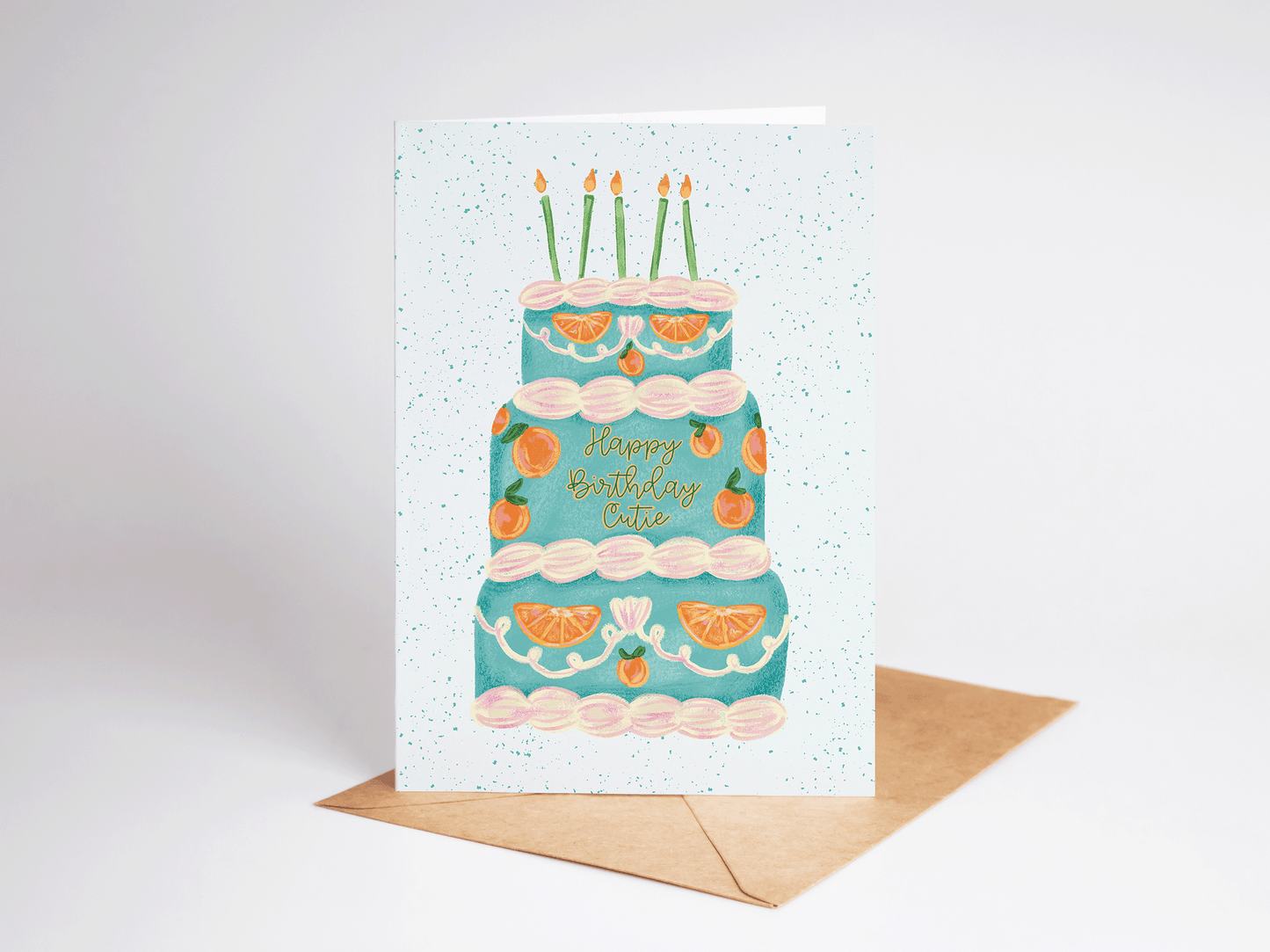 Happy Birthday Cutie Oranges Cake Coquette Greeting Card