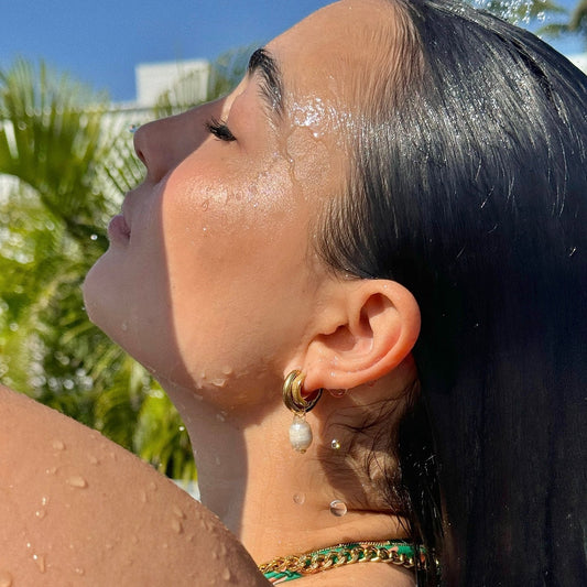 Melrose Mini Hoop Pearl Earring - Gold 398