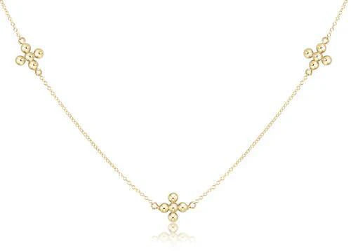 17" Choker Simplicity Chain Gold - Classic Beaded Signature Cross