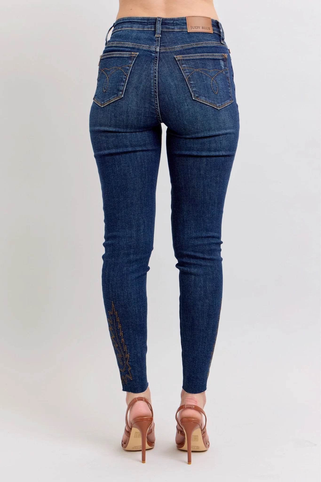High Waist Western Embroidery Dark Skinny Jean Style 88269