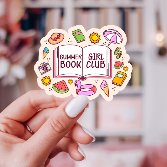 Summer Girl Book Club Vinyl Sticker – Summer Book Lover : 2.5"