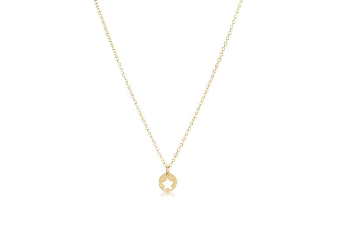 16" Necklace Gold - Star Small Gold Disc - She Chester