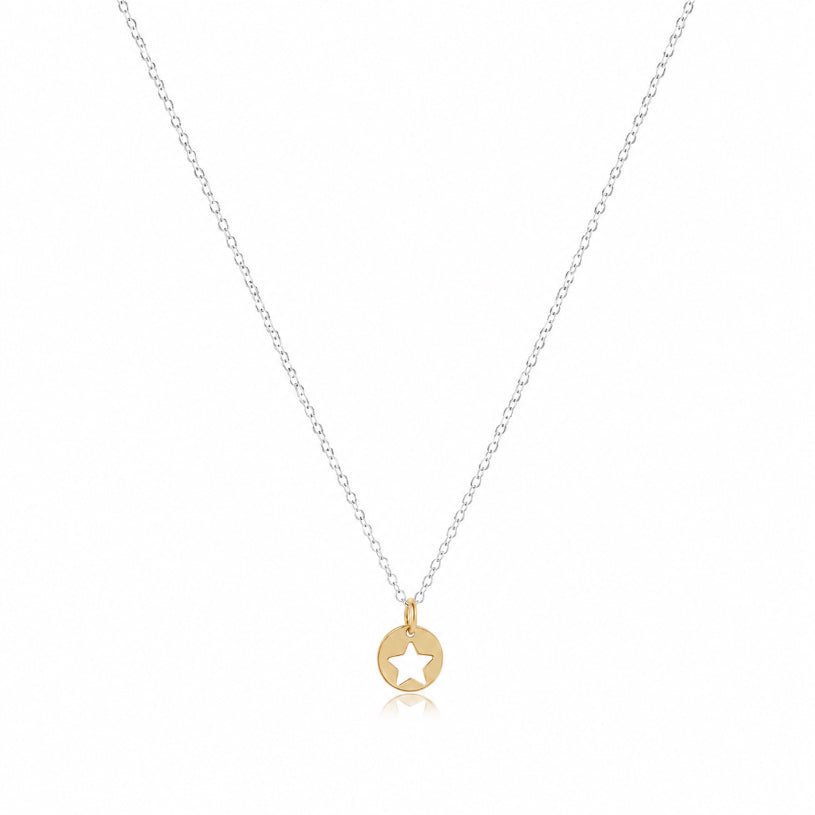 16" Necklace Mixed Metal - Star Small Gold Disc - She Chester
