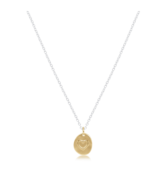 16" Necklace Sterling Mixed Metal - Inspire Love Small Gold Charm - She Chester