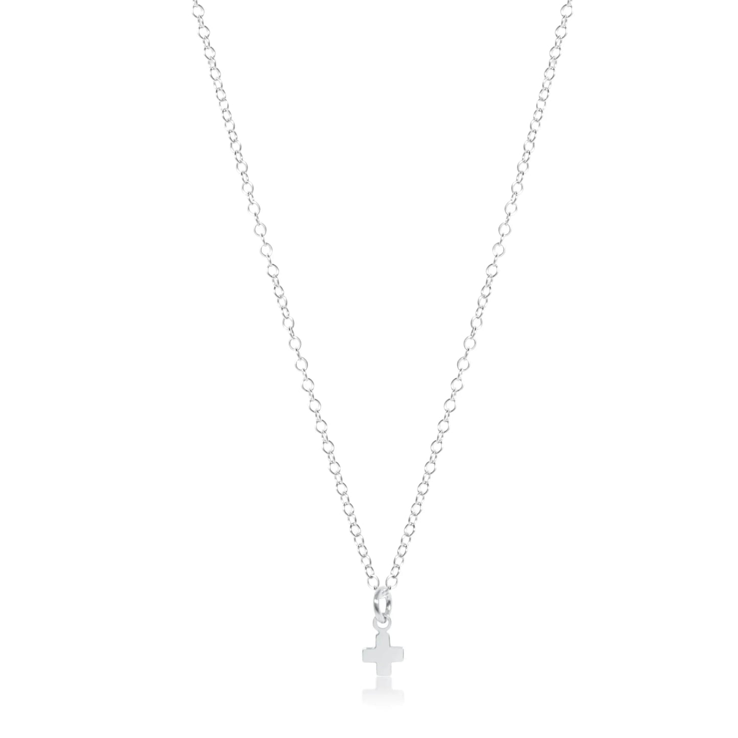 16" Necklace Sterling - Signature Cross Small Sterling Charm - She Chester