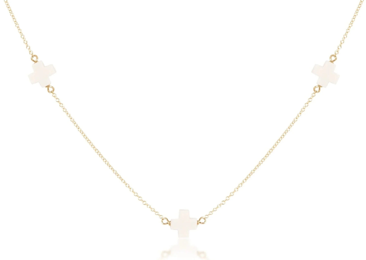 17'' Simplicity Choker Necklace - Signature Off White Cross - She Chester