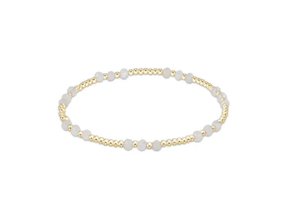 GEMSTONE GOLD JOY PATTERN 3MM BEAD BRACELET - MOONSTONE