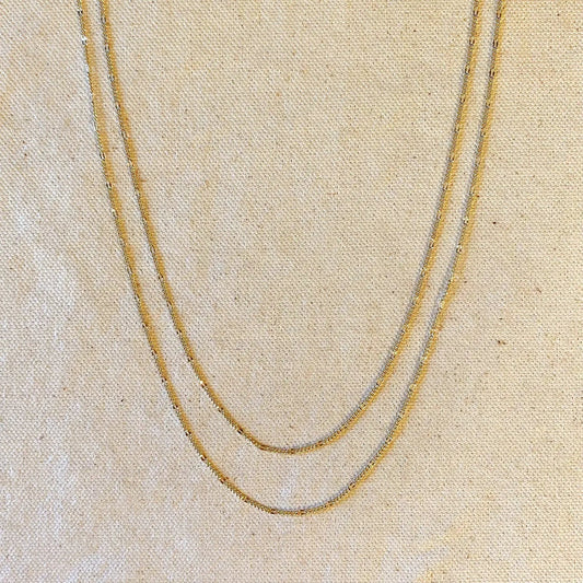 18k Gold Filled Beaten Figaro Chain - She Chester