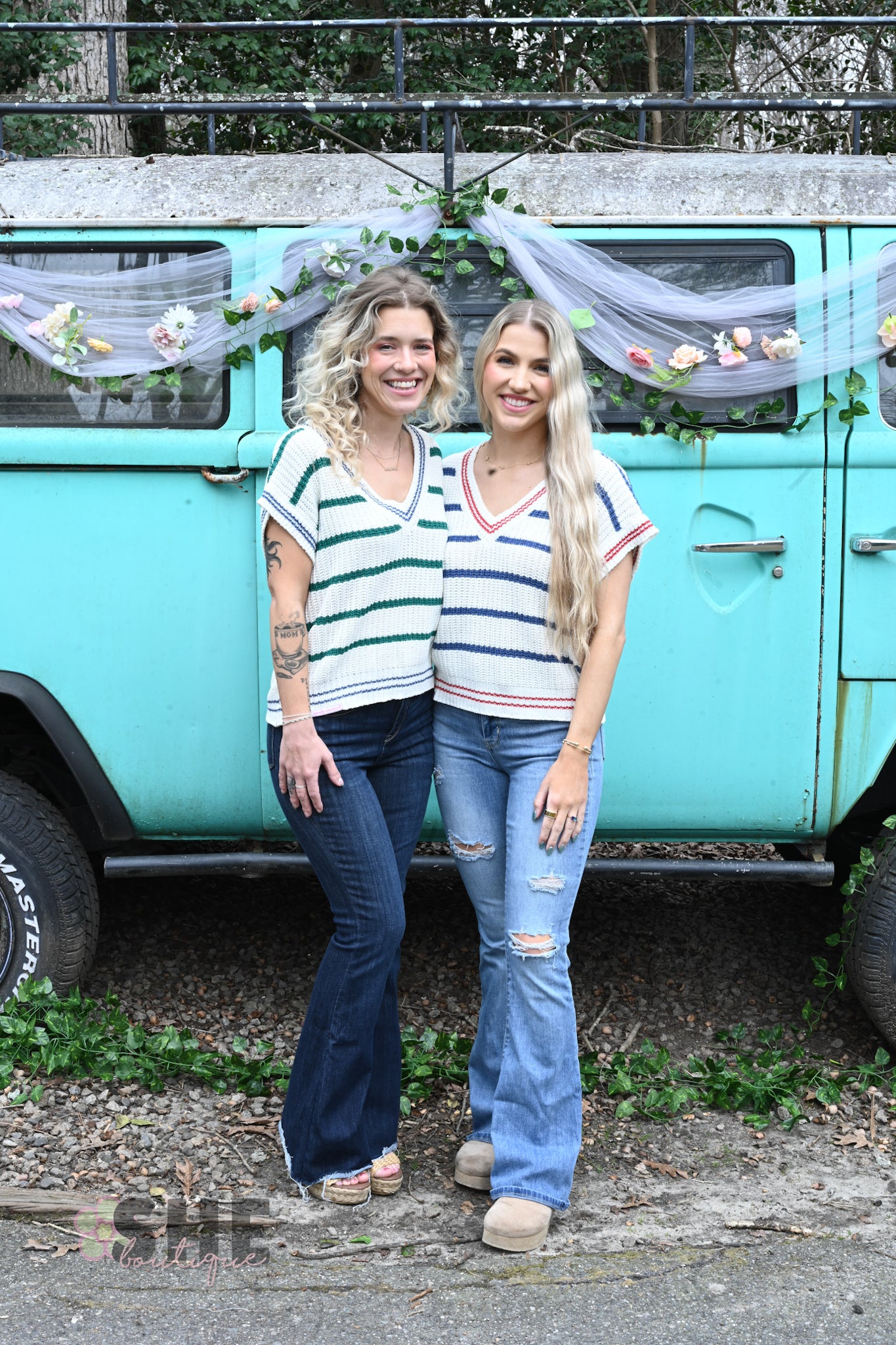 SS Green Stripe Sweater Top
