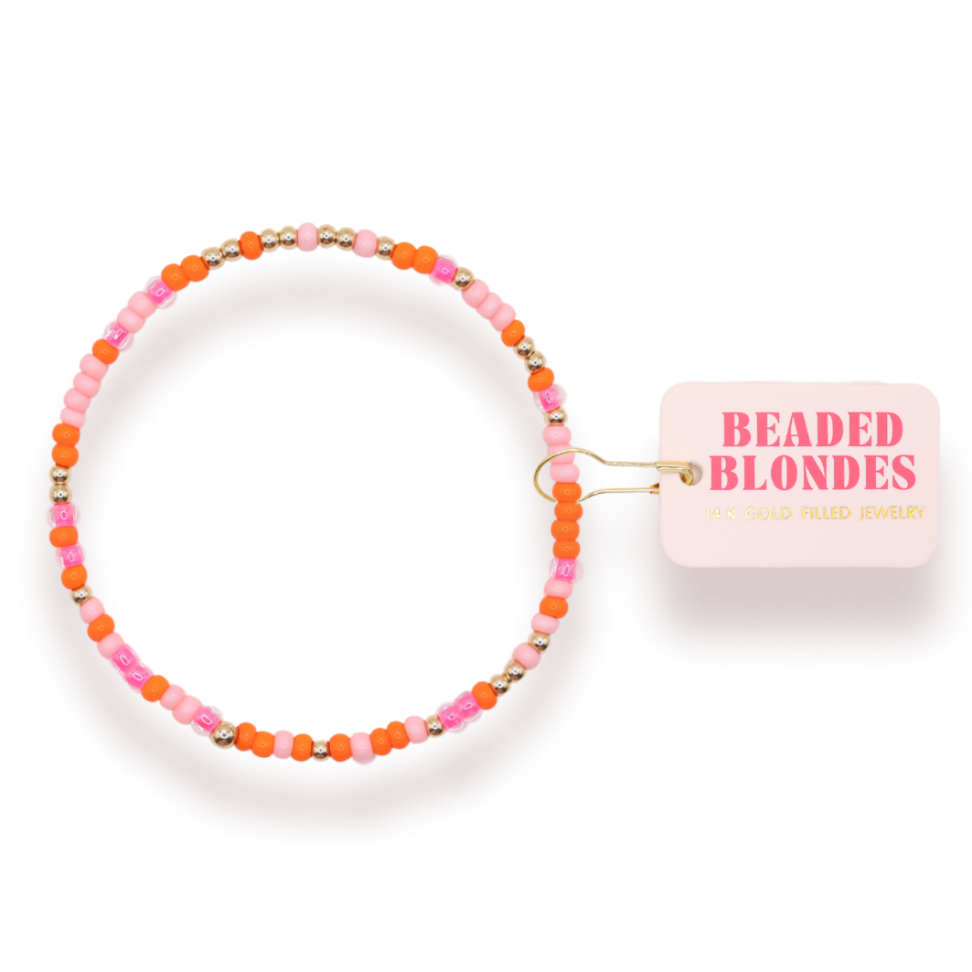 Pinks and Orange Sprinkle Anklet: Petite 8.5 inch