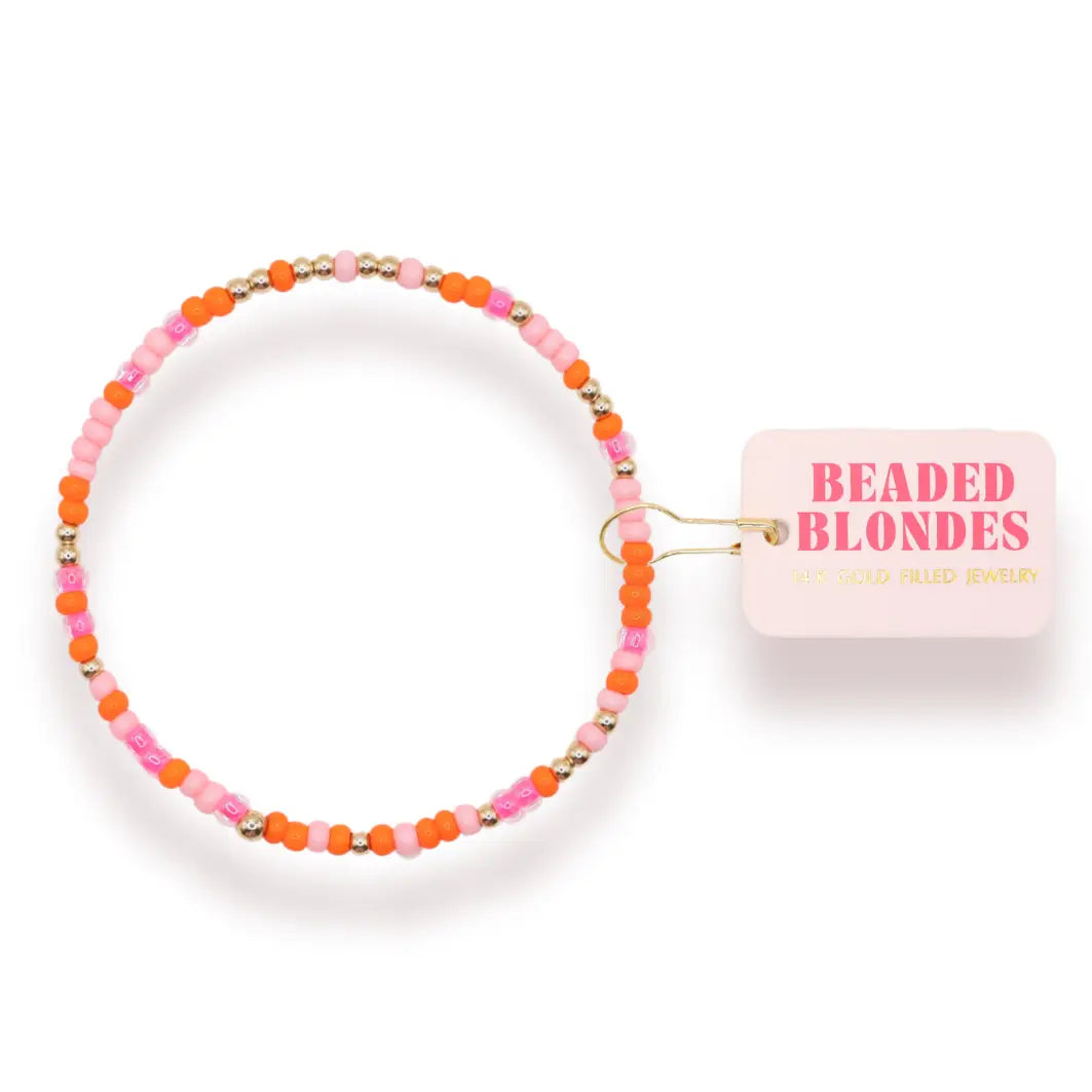 Hot Pink & Orange Sprinkle BB Standard Anklet