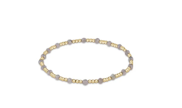 GEMSTONE GOLD SINCERITY PATTERN 3MM BEAD BRACELET - LABRADORITE