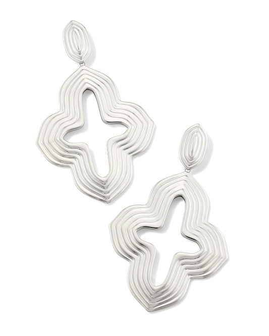 Abbie Metal Statement Earrings Rhodium Metal