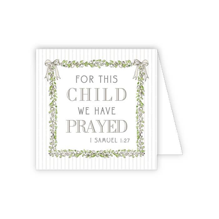 Baby Verse White Floral Frame and Bows Enclosure Card