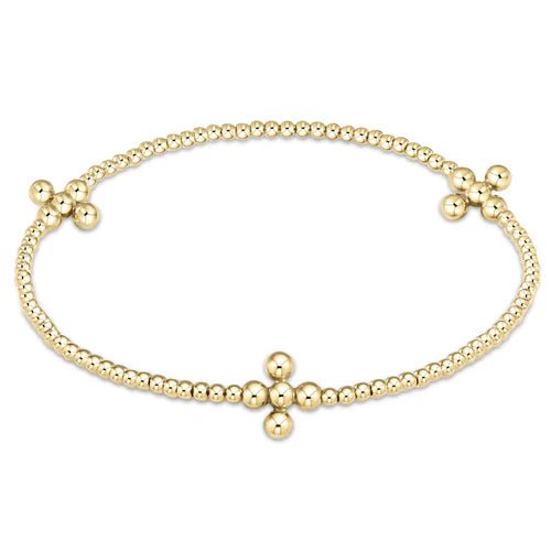 2.5mm Gold Bubble Cross Bracelet - She Chester