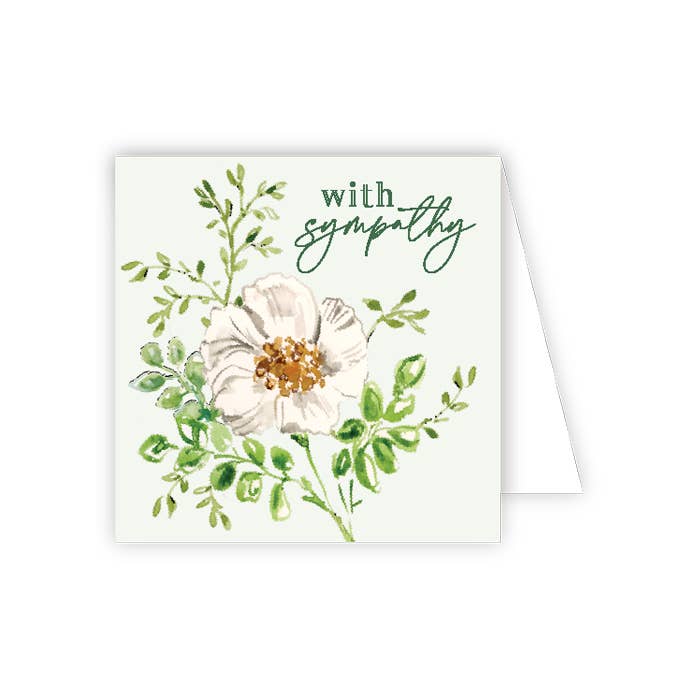 With Sympathy White Flower Enclosure Card