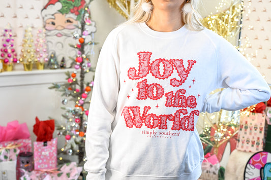 Joy to the World Red Lace Crewneck