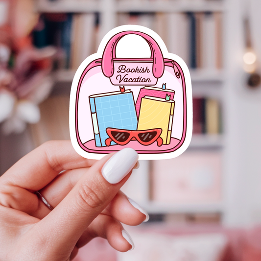 Bookish Summer Vacation Vinyl Sticker – Summer Book Lover: 2.5"