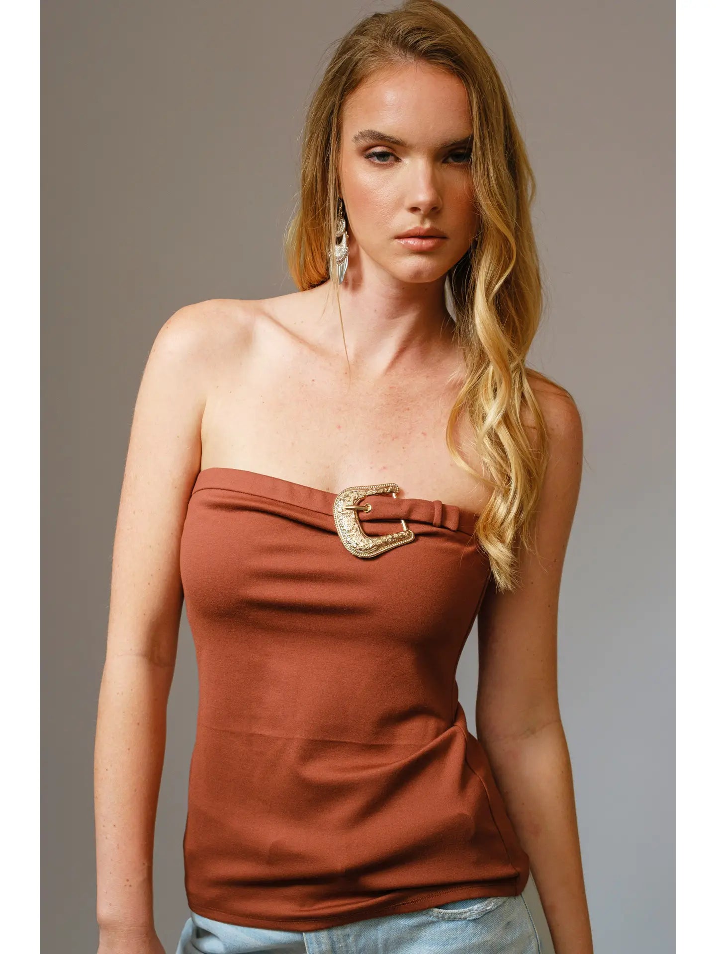 Buckle Brick Tube Top