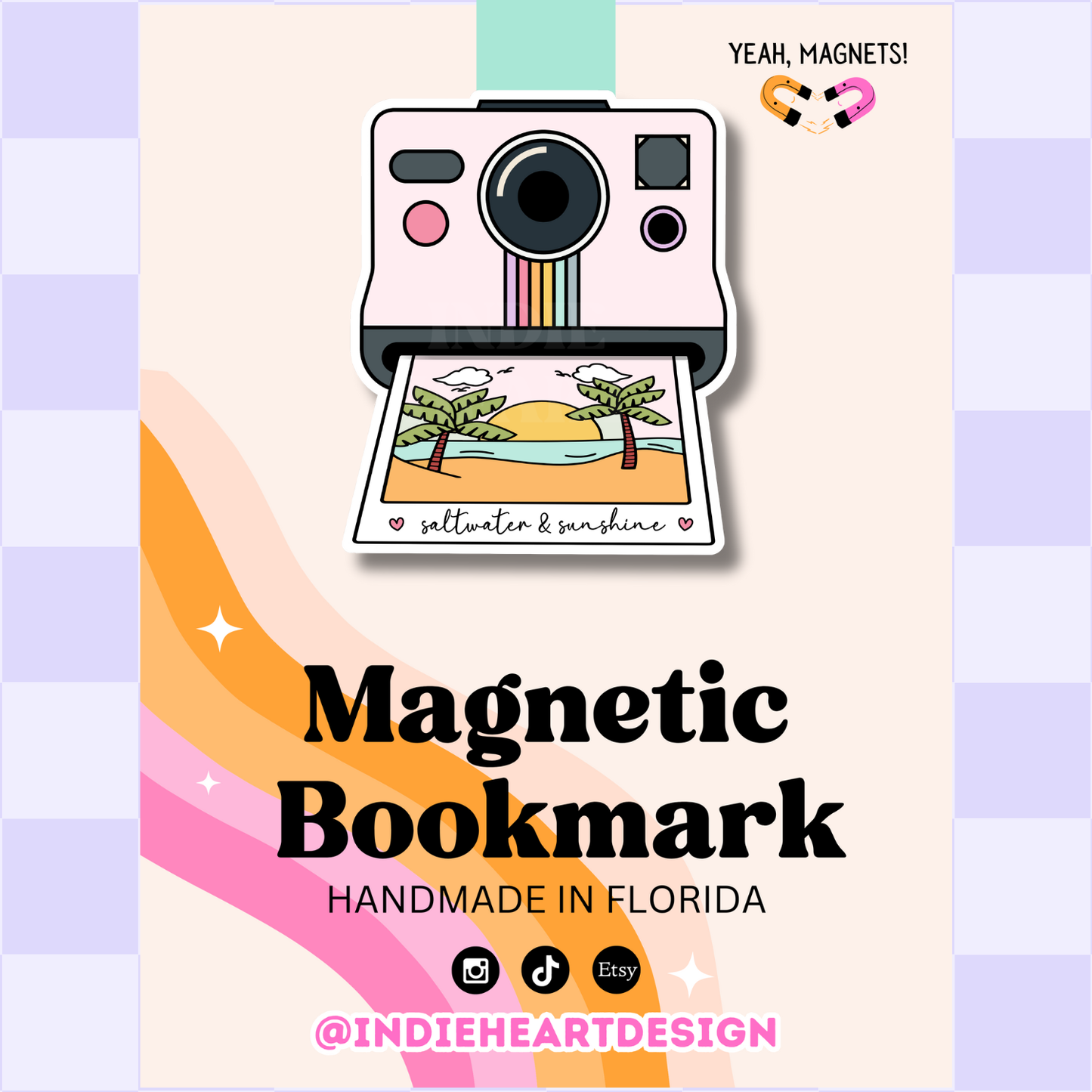 Beach Day Polaroid | Magnetic Bookmark: No