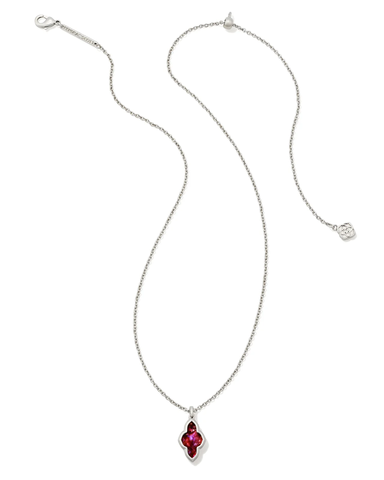Framed Abbie Pendant Necklace Rhodium Light Burgundy Illusion