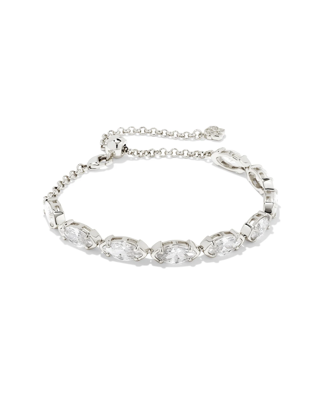 Genevieve Delicate Chain Bracelet Rhodium Metal