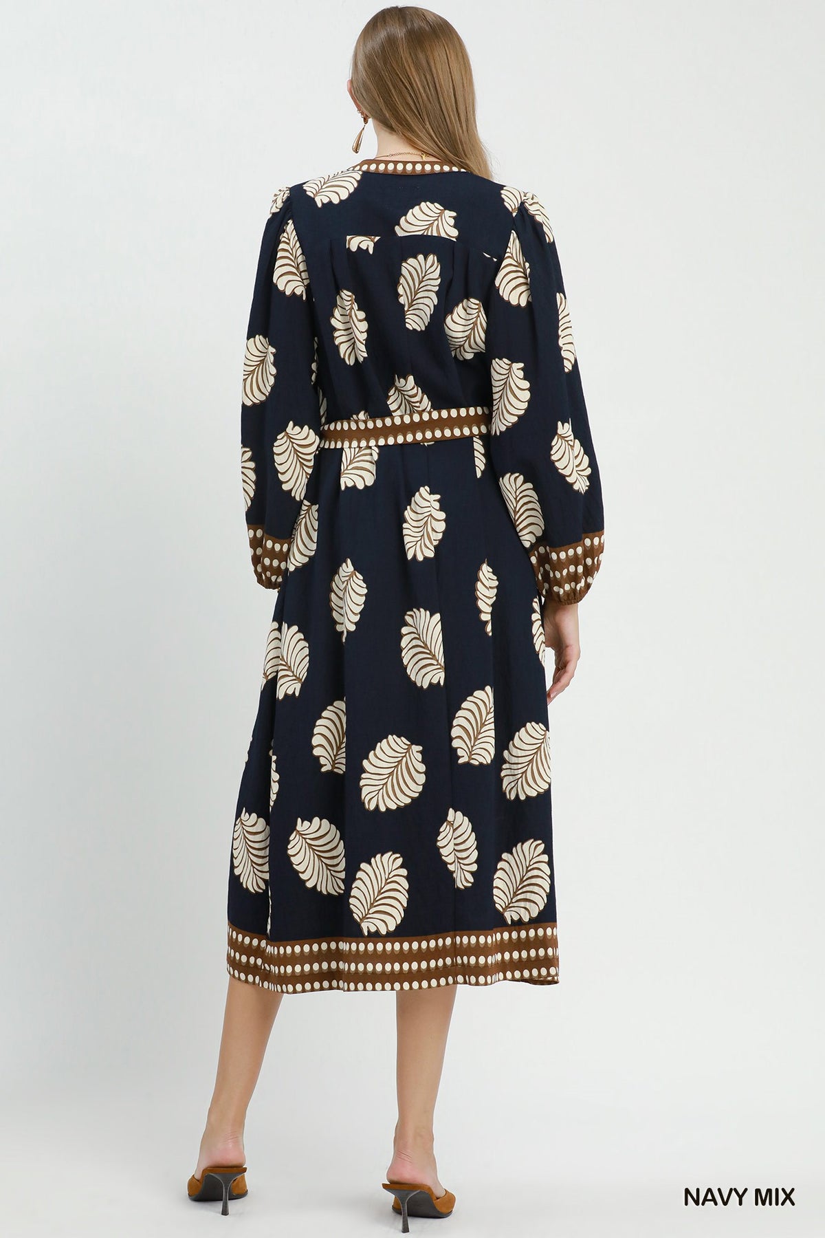 Fawn Navy Leaf Maxi -