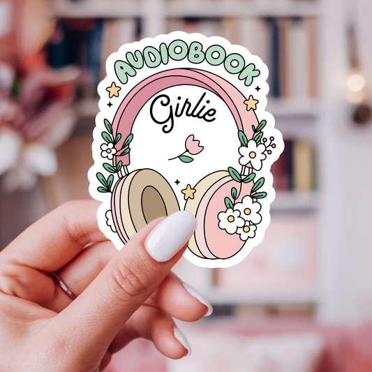 Audio Book Girlie Vinyl Sticker – Book Lover Gift: 2.5"