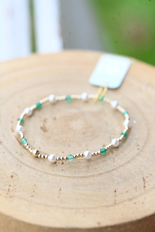 Pearl Sincerity Pattern 4mm Bead Bracelet - Green