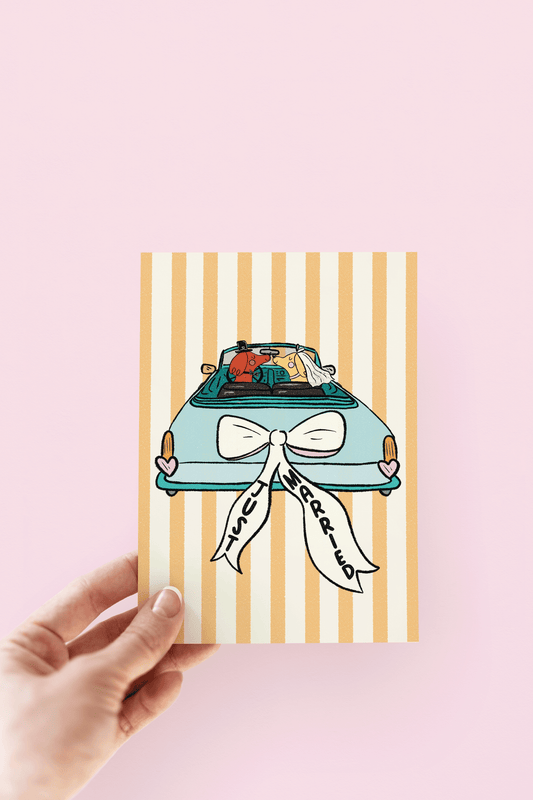 Just Married Dogs in Love Wedding Greeting Card