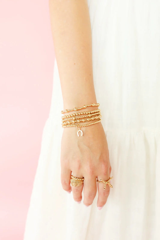 Horseshoe Gold Charm Bracelet Standard Size
