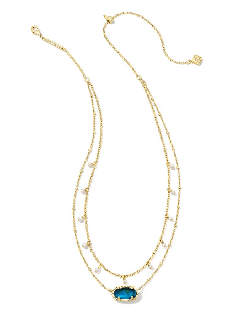 Elisa Pearl Neck Gold Teal Abalone
