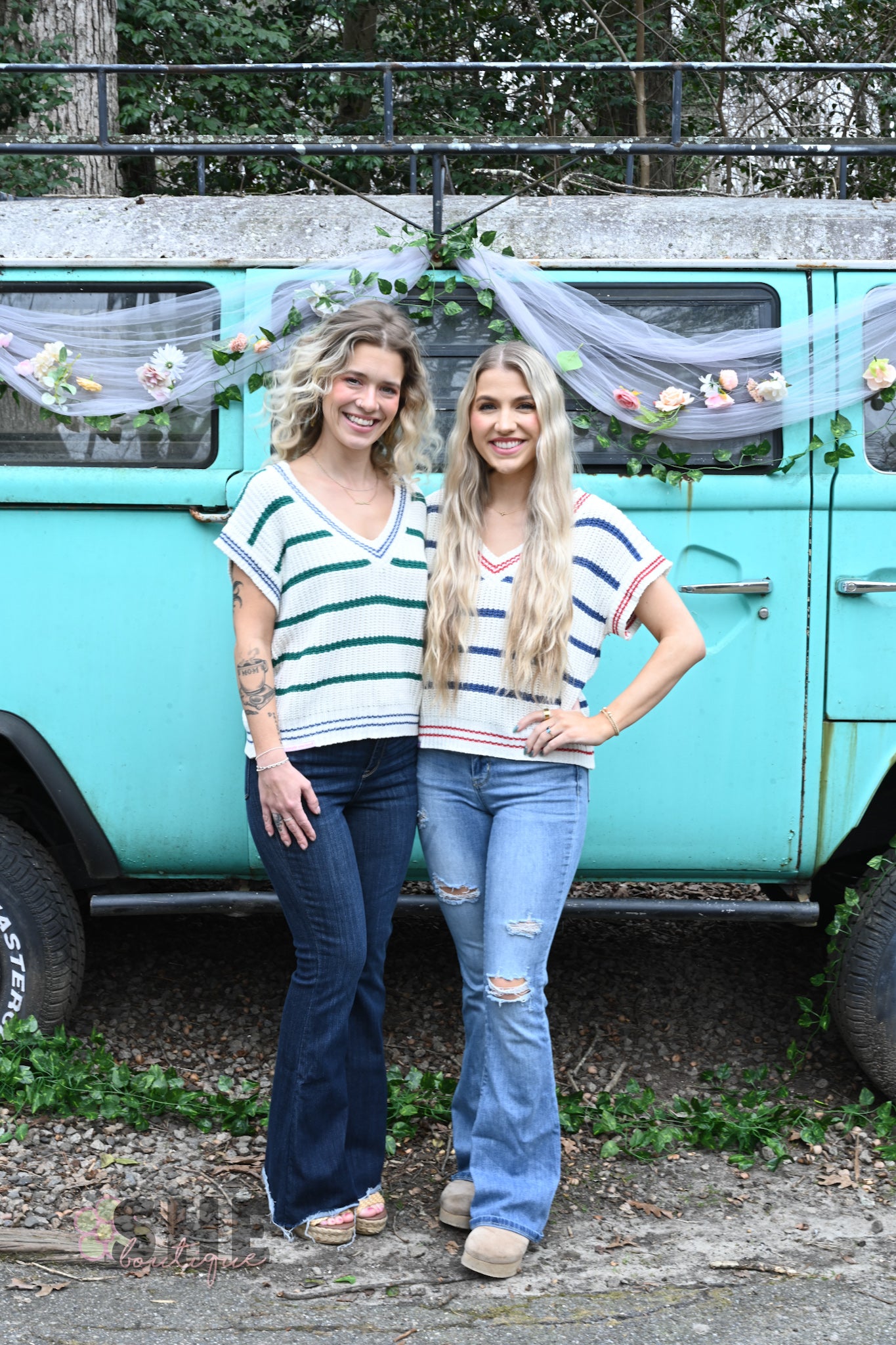 SS Green Stripe Sweater Top