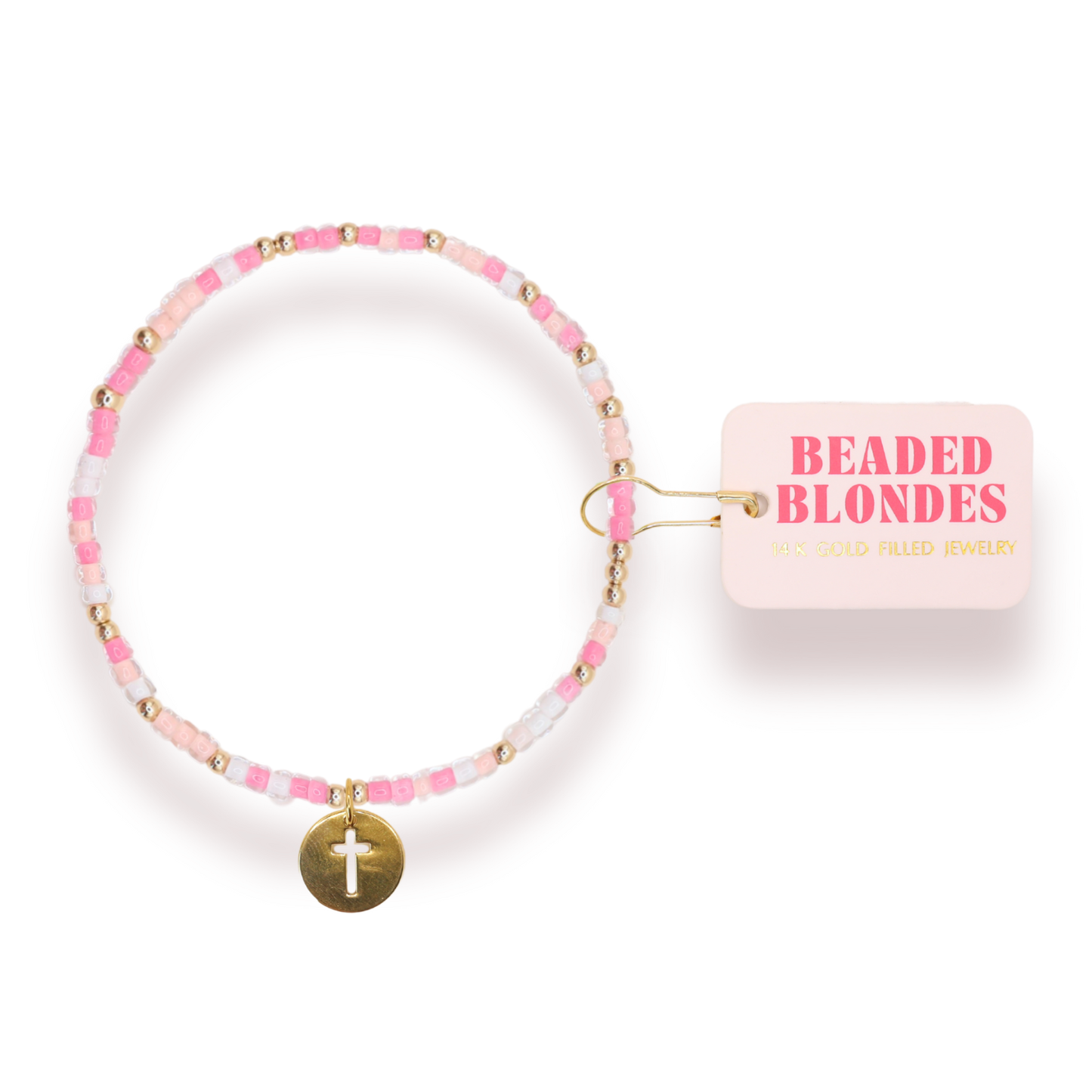 Cross Cutout Charm Sprinkle Bracelet: Standard 6.75 inch