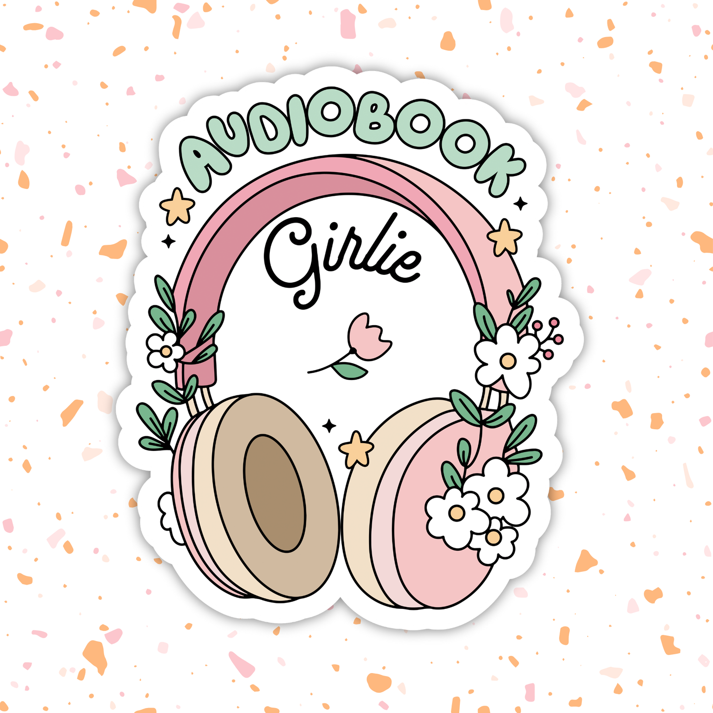 Audio Book Girlie Vinyl Sticker – Book Lover Gift: 2.5"