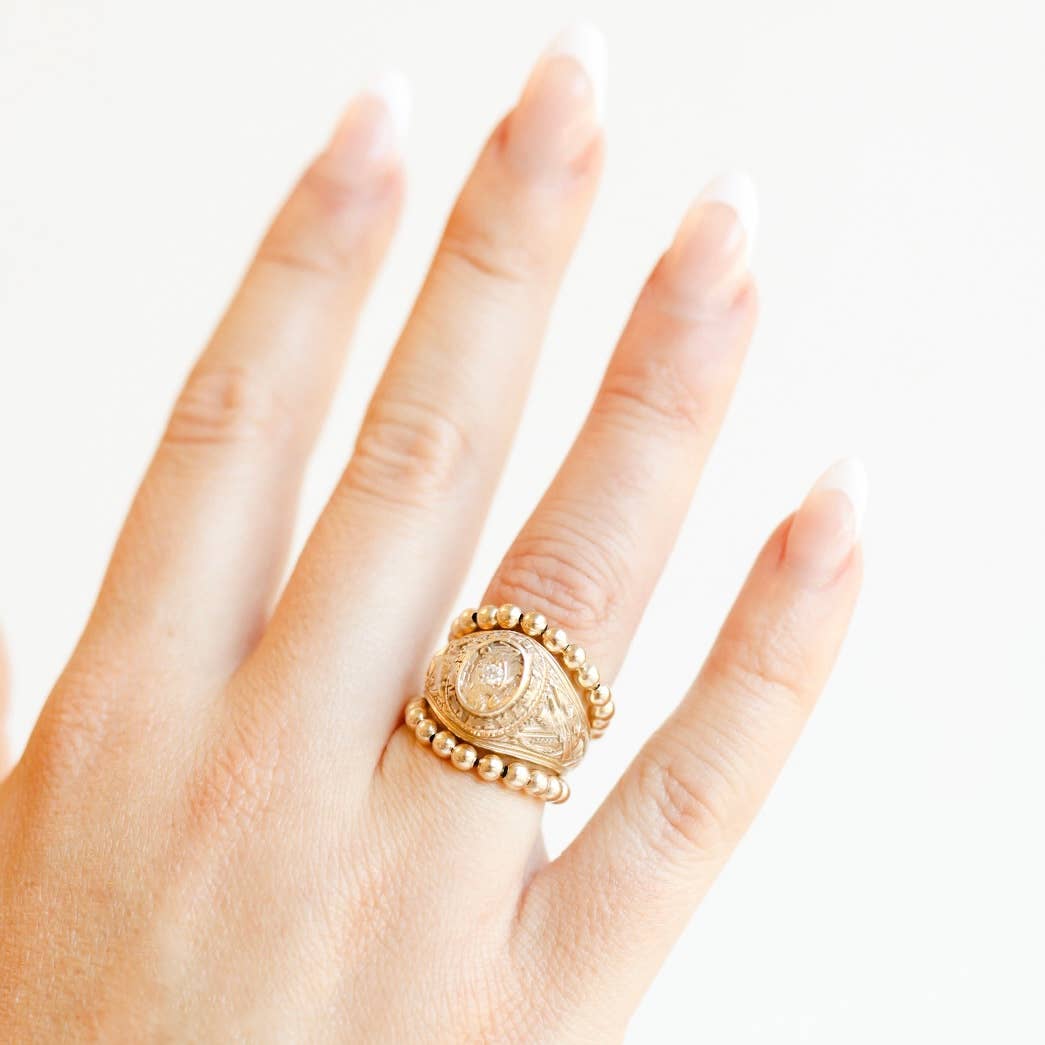 Lauren Beaded Band in Gold: 7/8