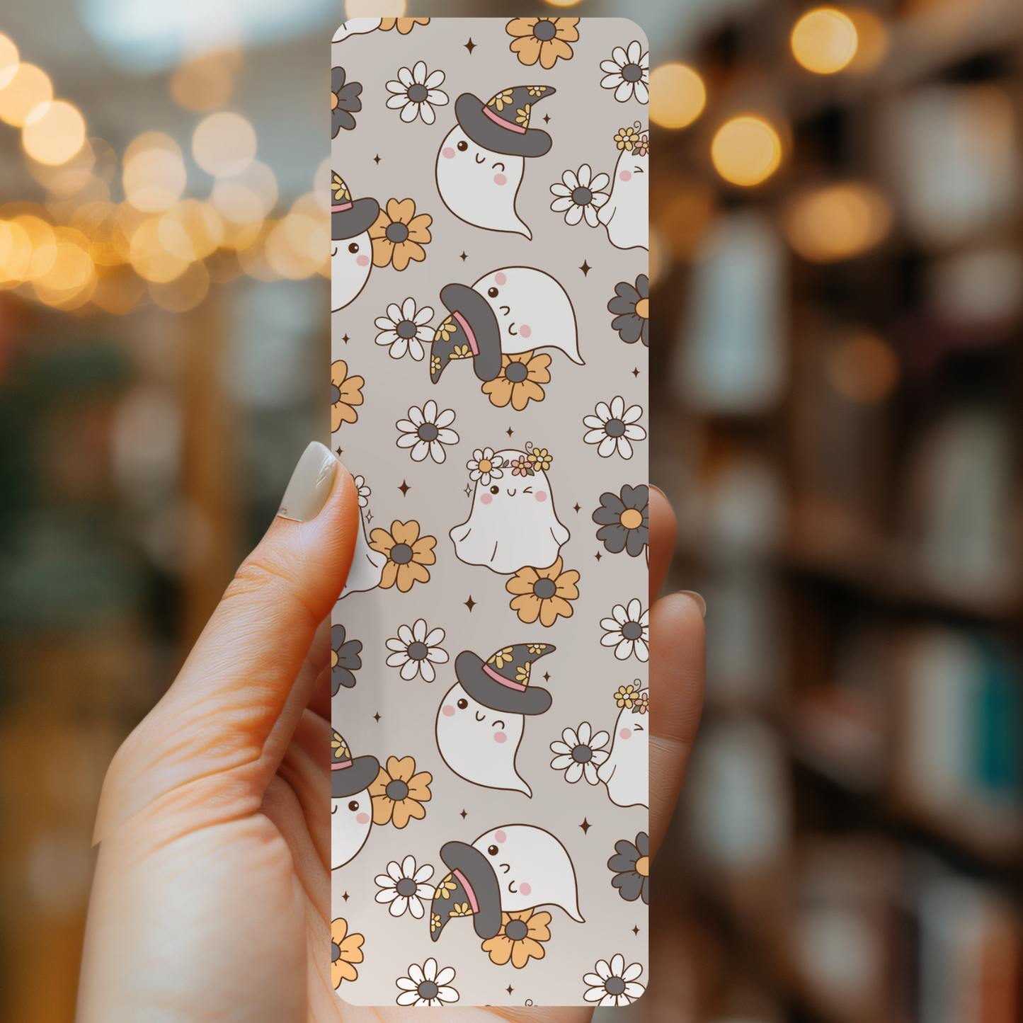 Groovy Witches Bookmark – Floral Ghosts, Soft Matte Finish