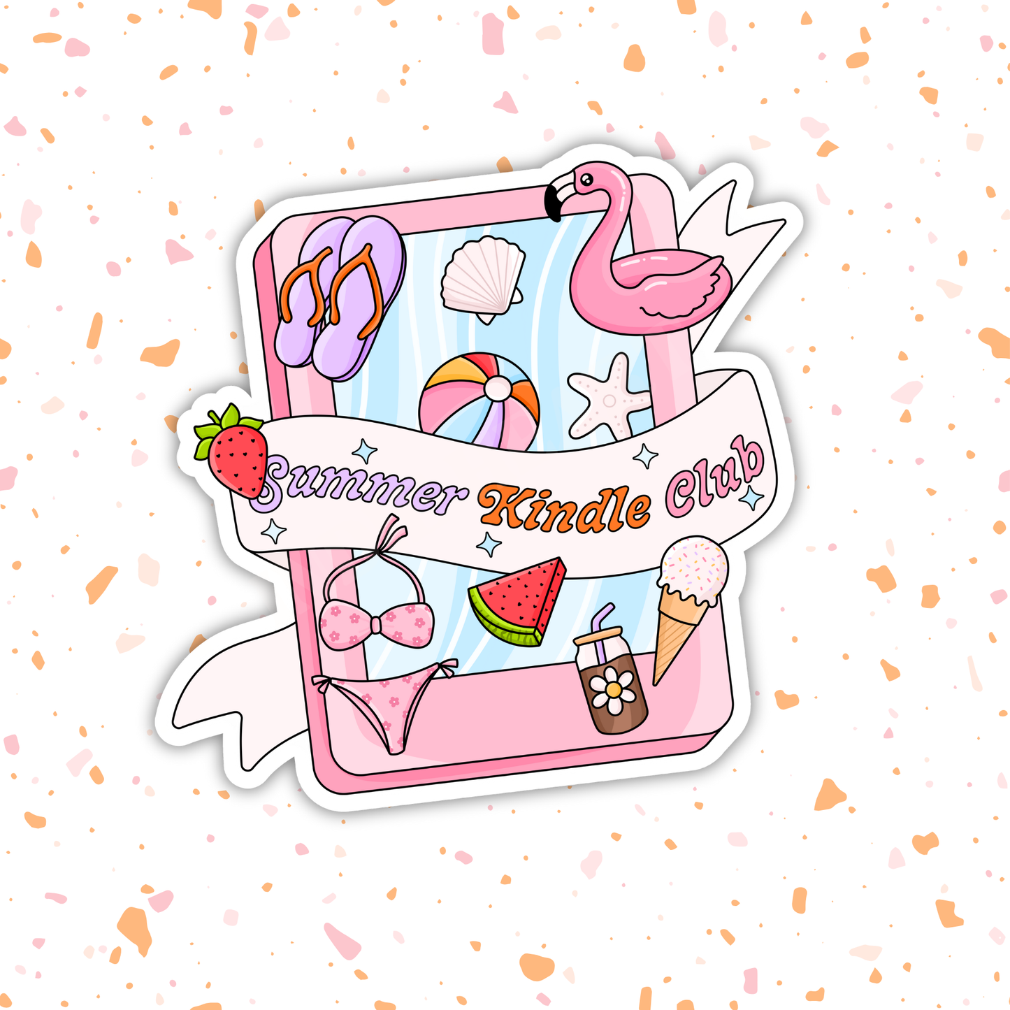 Summer Kindle Club Vinyl Sticker – Summer Book Lover : 2.5"