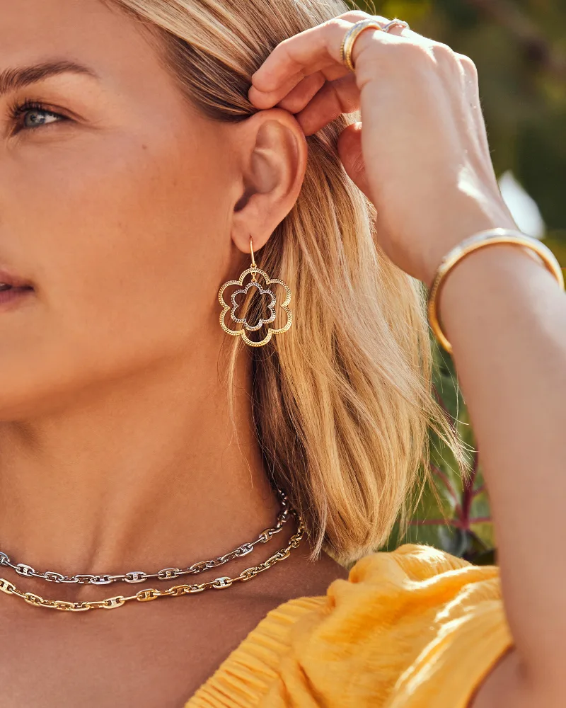 Susie Mixed Metal Open Frame Earring