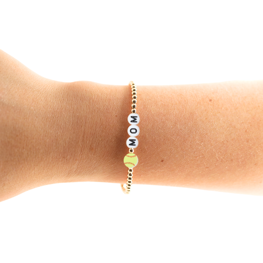 Softball Mom Bracelet: Standard 6.75 / Gold