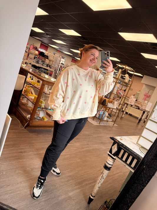Strawberries And Cream Polka Dot Pullover