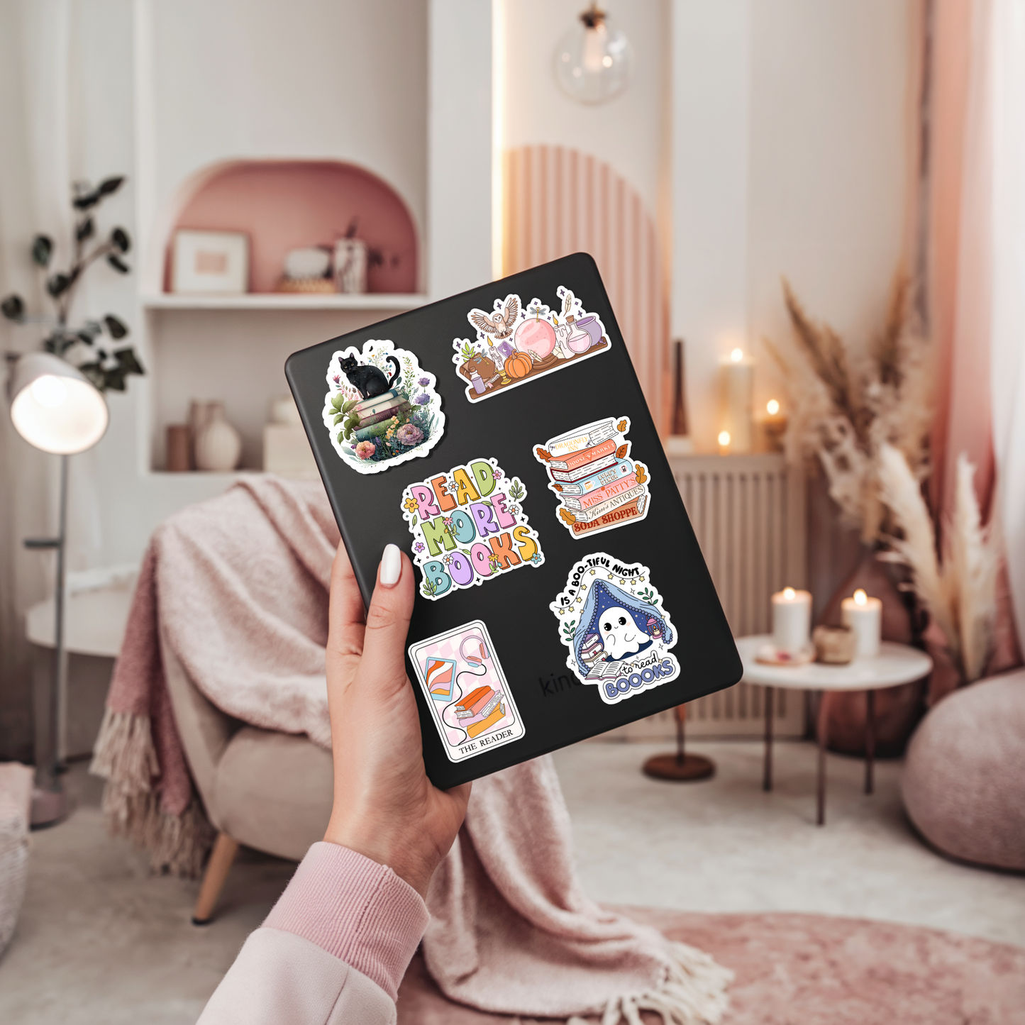 Bootiful Night To Read Sticker – Bookish Ghost, Glossy Vinyl: 2.5"