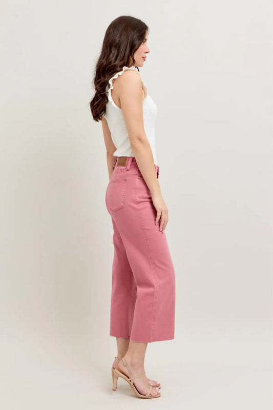 HW Garment Dyed Crop Wide Leg - Rose 88983