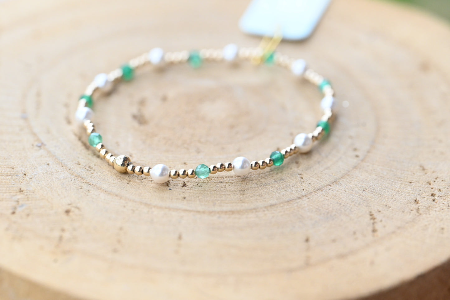 Pearl Sincerity Pattern 4mm Bead Bracelet - Green