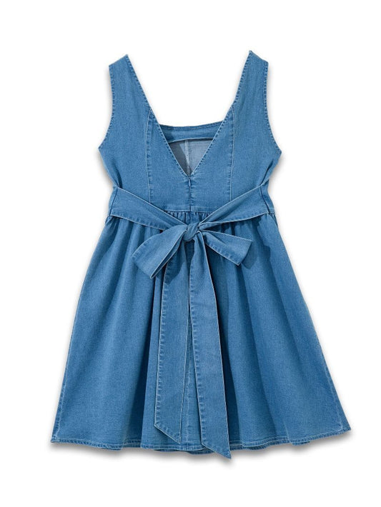 Denim Bow Back Dress