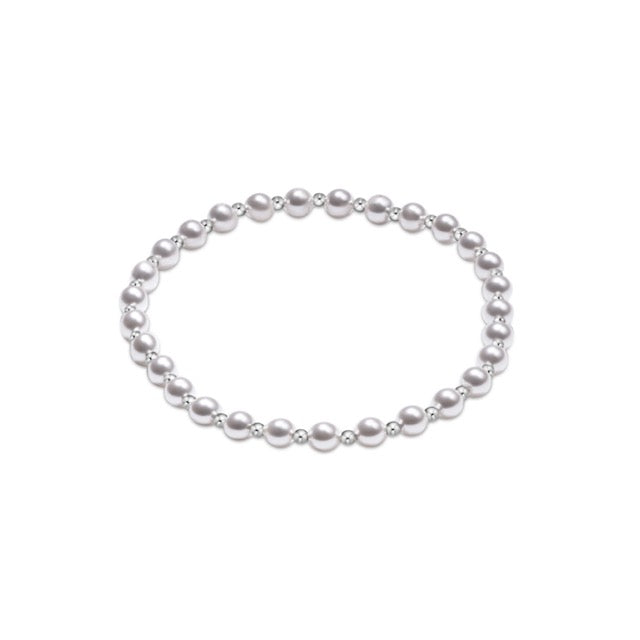 Classic Grateful Pattern Sterling Pearl 4mm Bead Bracelet