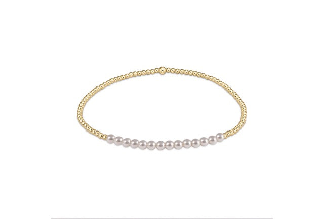 Gold Bliss 2mm Bead Bracelet - Pearl
