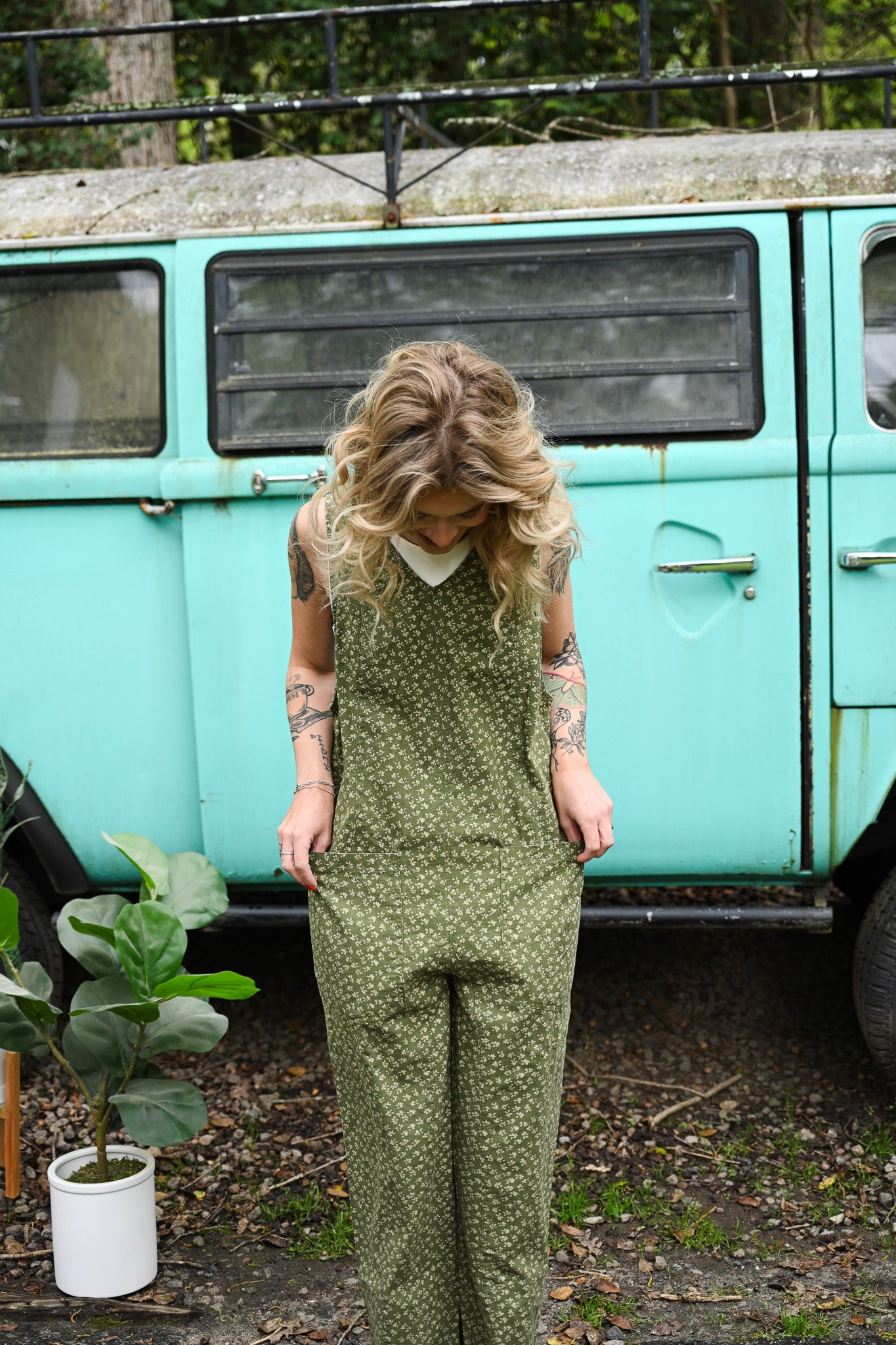 Let's Garden Green Floral Jumpsuit