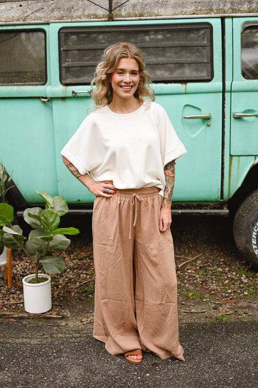 Cream Via Short Sleeve Top